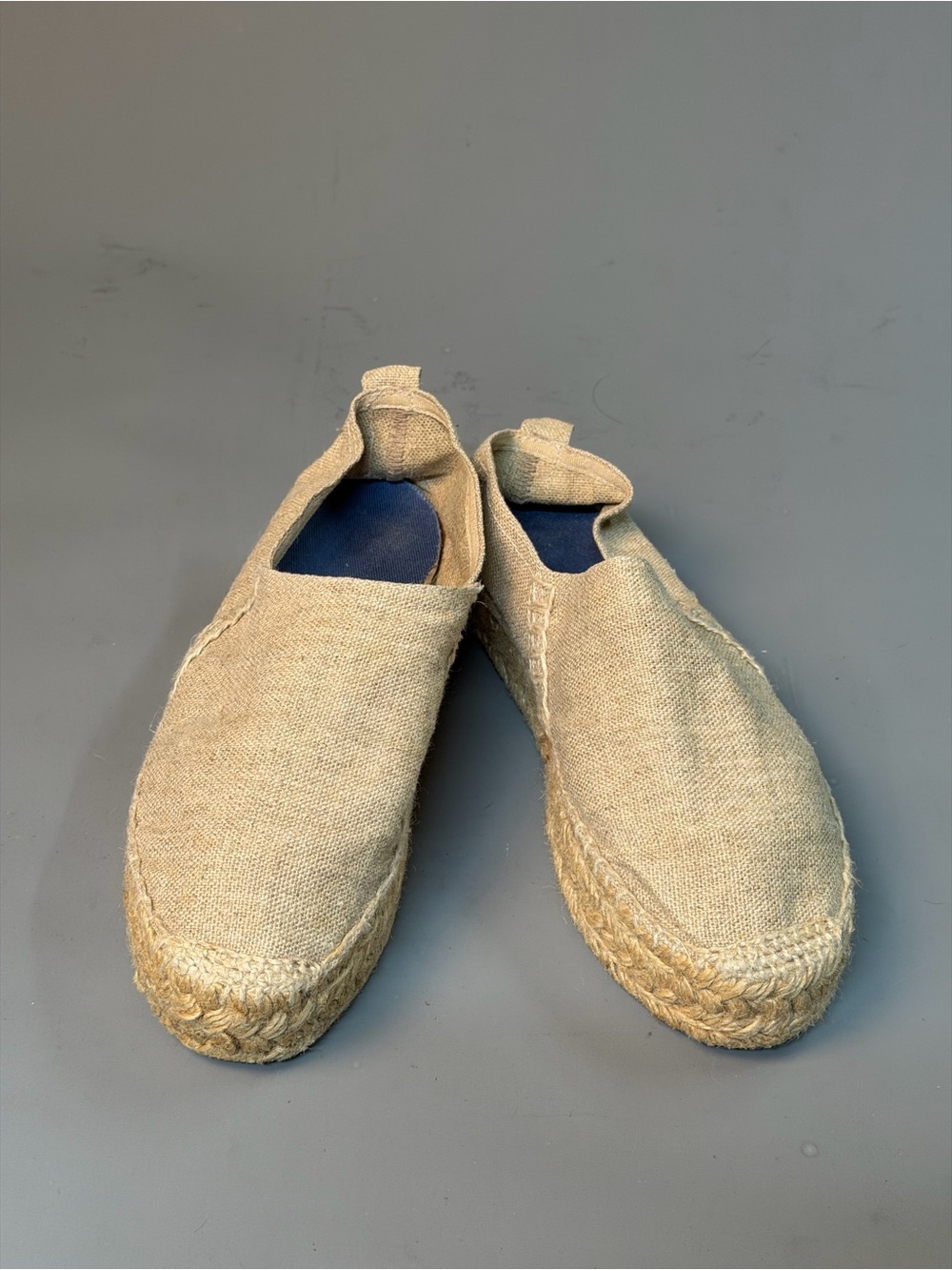 Dkny Natural Canvas Espadrille Slip-Ons with Navy Insole